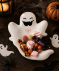 Talerz z motywem ducha na Halloween biały