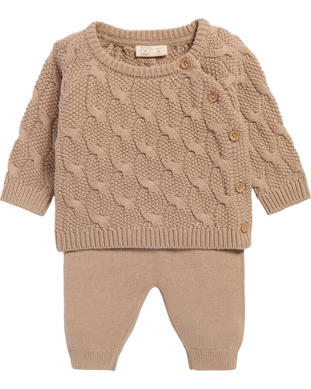 Pull + pantalon en maille naissance fille, marron clair (KiK Newborn Strickpullover + Strickhose (hellbraun)) — KiK, produit allemand authentique au Maroc