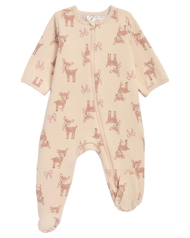 Newborn sleepsuit with deer for girls, natural — KiK, authentic German product in Morocco