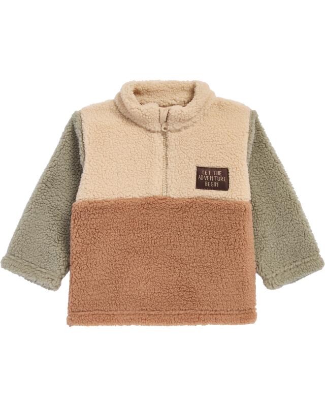 كنزة تيدي بألوان متباينة (كولور بلوك) للرضيع، بني فاتح (KiK Teddypullover Colour-Blocking (hellbraun)) — KiK, منتج ألماني أصلي في المغرب