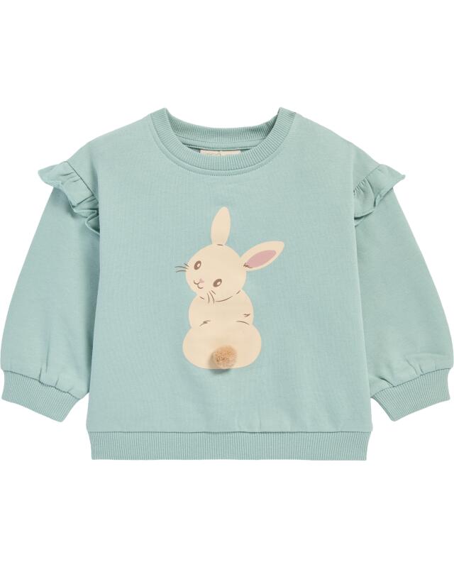 Sweat à motif lapin bébé fille, vert menthe (KiK Sweatshirt Hase (mintgrün)) — KiK, produit allemand authentique au Maroc