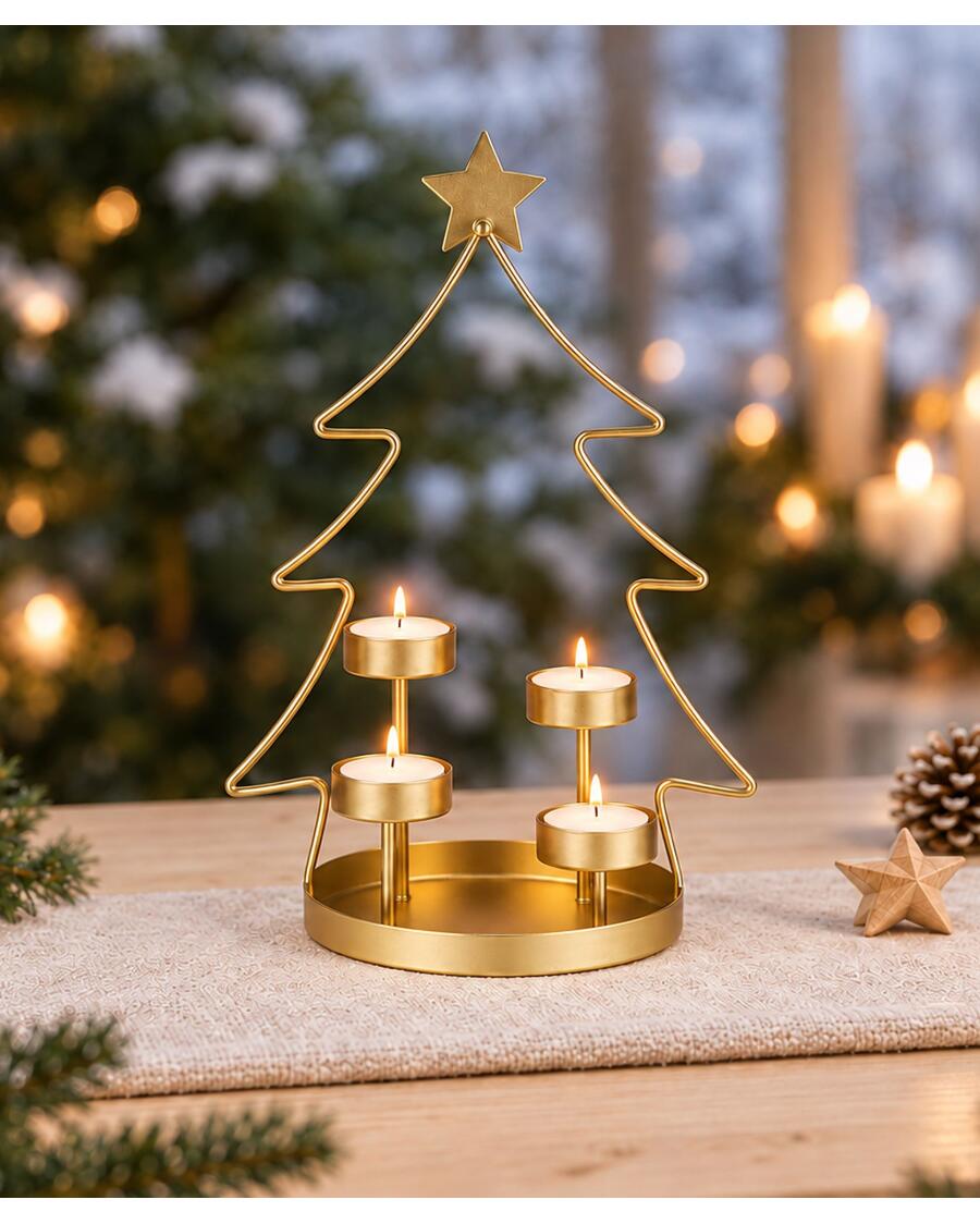 Teelichthalter Weihnachten, gold