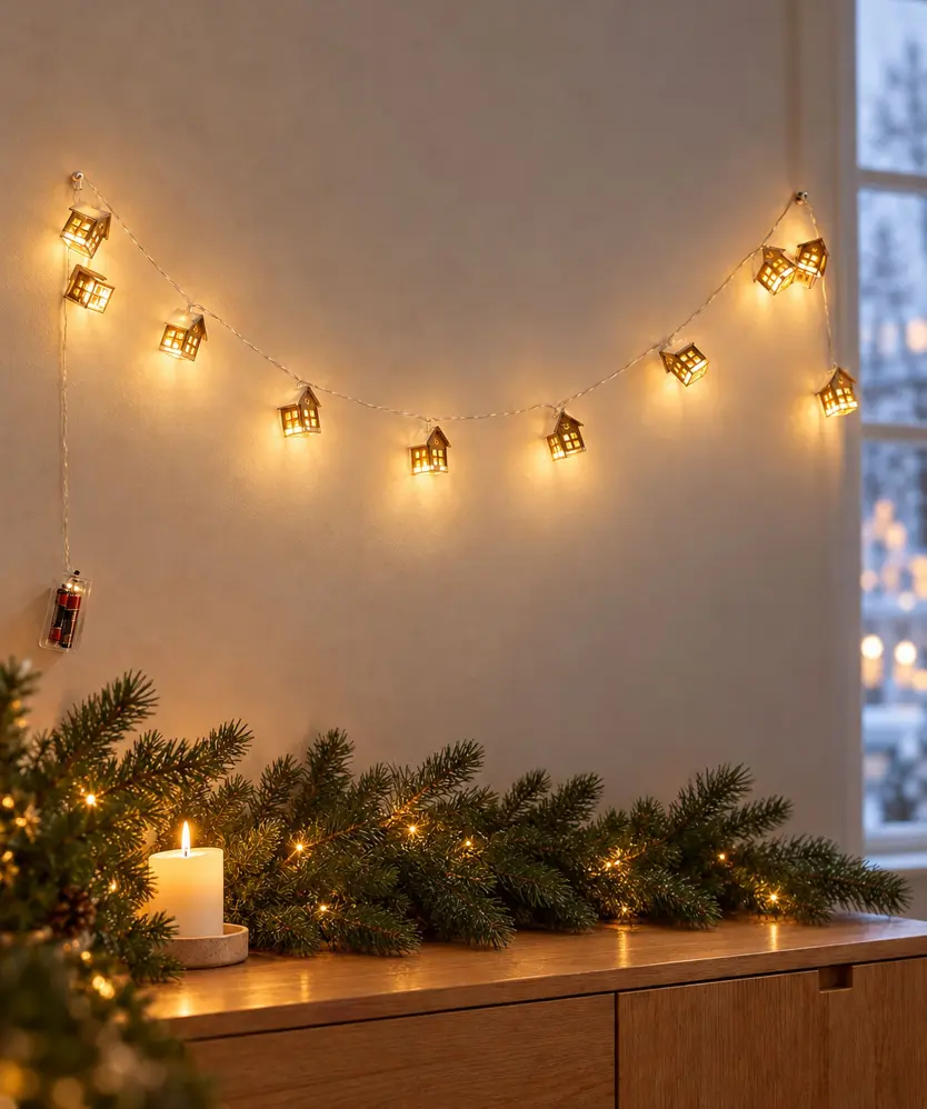 LED-Lichterkette Weihnachten, naturfarben