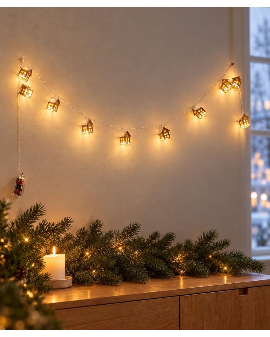 LED-Lichterkette Weihnachten, naturfarben
