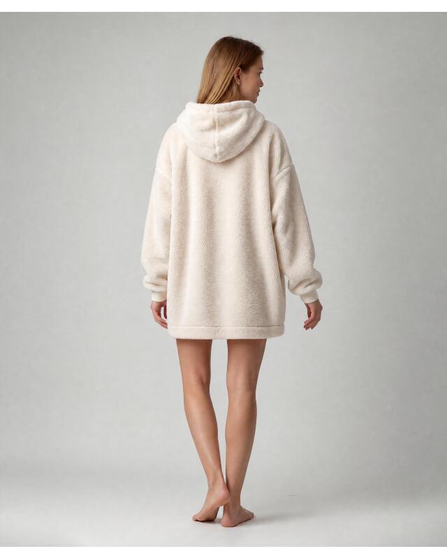 Fleece nightshirt for women, off-white (KiK Bigshirt aus Fleece (offwhite)) — KiK, authentic German product in Morocco