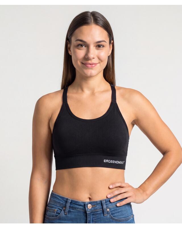 Brassière de sport à coussinets amovibles femme, noir — KiK, produit allemand authentique au Maroc