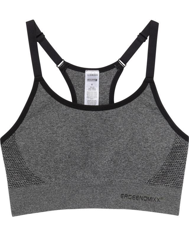Brassière de sport à coussinets amovibles femme, anthracite chiné (KiK Sport-Bustier mit herausnehmbaren Polstern (anthrazit melange)) — KiK, produit allemand authentique au Maroc