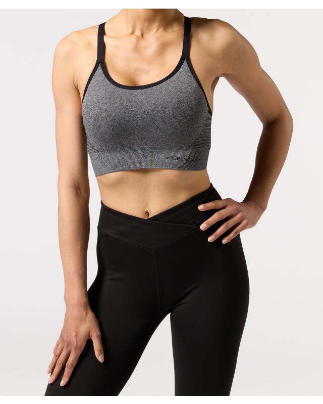 Brassière de sport à coussinets amovibles femme, anthracite chiné (KiK Sport-Bustier mit herausnehmbaren Polstern (anthrazit melange)) — KiK, produit allemand authentique au Maroc