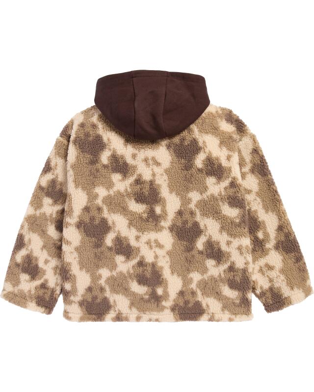 Plush jacket with patches for boys, light brown patterned (KiK Plüschjacke mit Aufnähern (hellbraun gemustert)) — KiK, authentic German product in Morocco