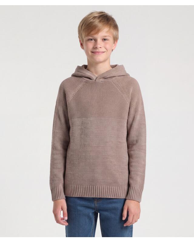كنزة بإضافات من التريكو للأولاد، بني مبرقش (KiK Pullover mit Strickeinsätzen (braun melange)) — KiK, منتج ألماني أصلي في المغرب