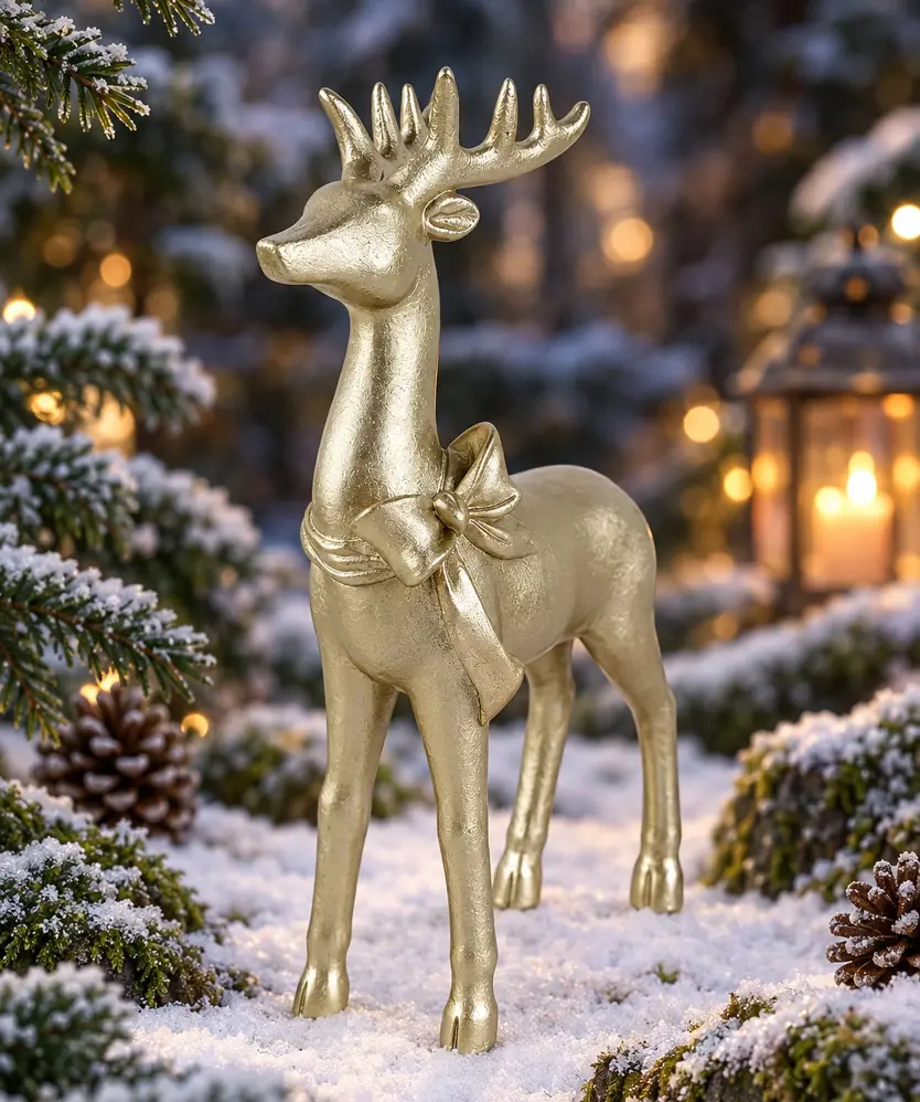 Deko-Hirsch Weihnachten, gold