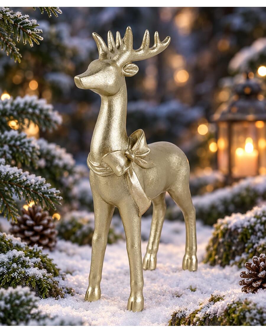 Deko-Hirsch Weihnachten, gold