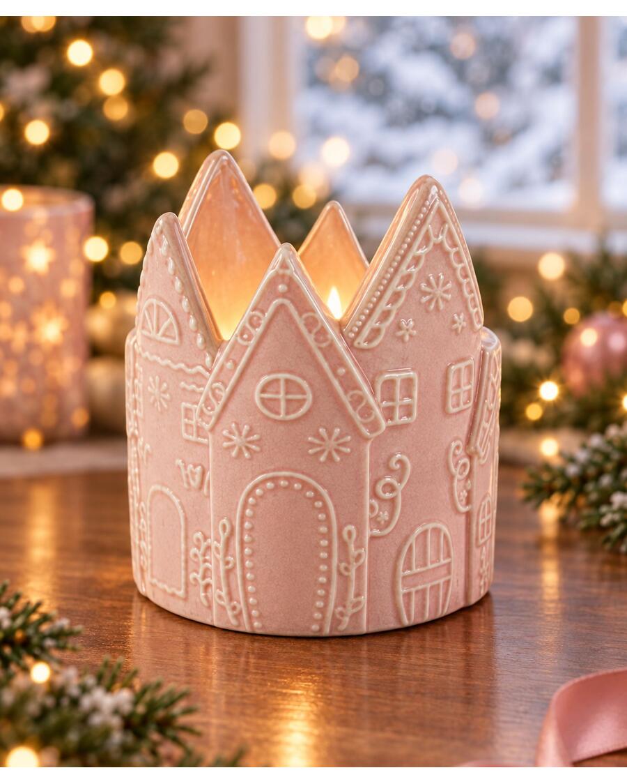 Teelichthalter Weihnachten, rosa