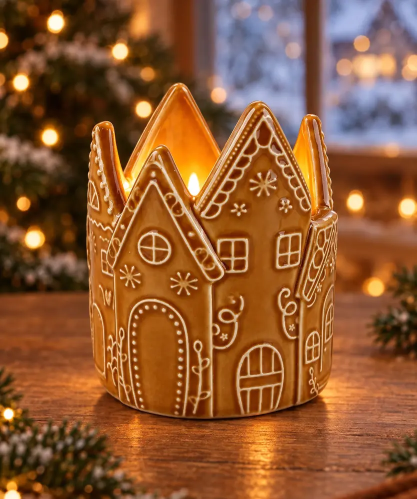 Teelichthalter Weihnachten, braun