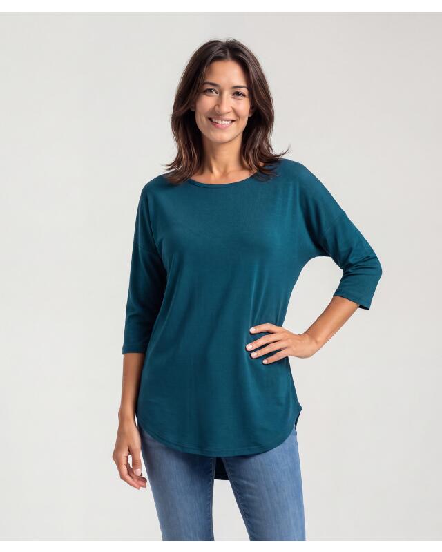 T-shirt long femme, bleu pétrole (KiK Langes Shirt (petrol)) — KiK, produit allemand authentique au Maroc