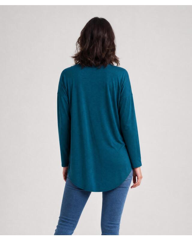 T-shirt long femme, bleu pétrole (KiK Langes Shirt (petrol)) — KiK, produit allemand authentique au Maroc