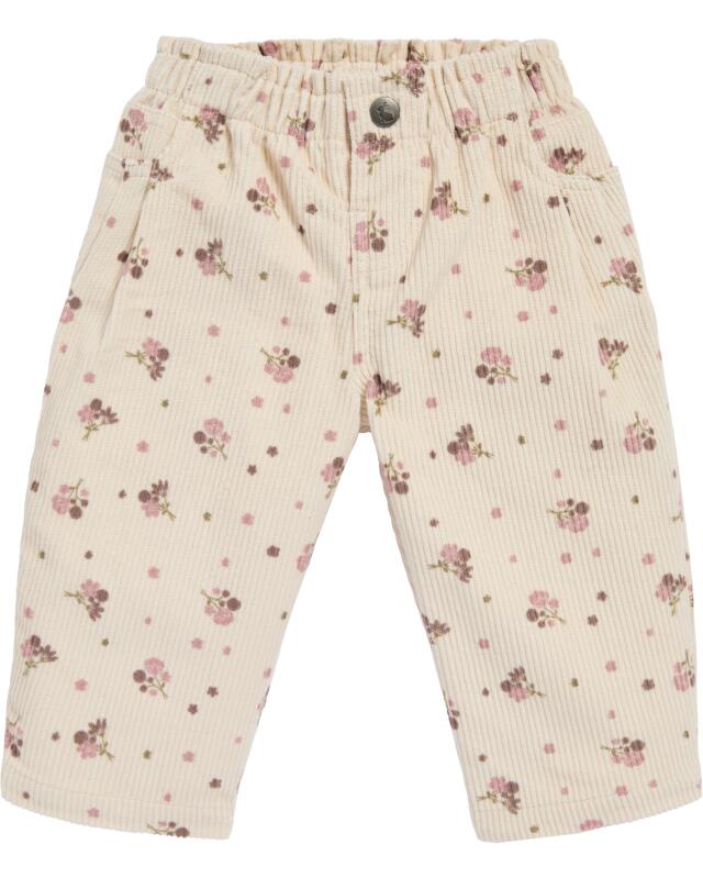 Floral corduroy trousers for baby girls, natural (KiK Cordhose mit Blumen (naturfarben)) — KiK, authentic German product in Morocco