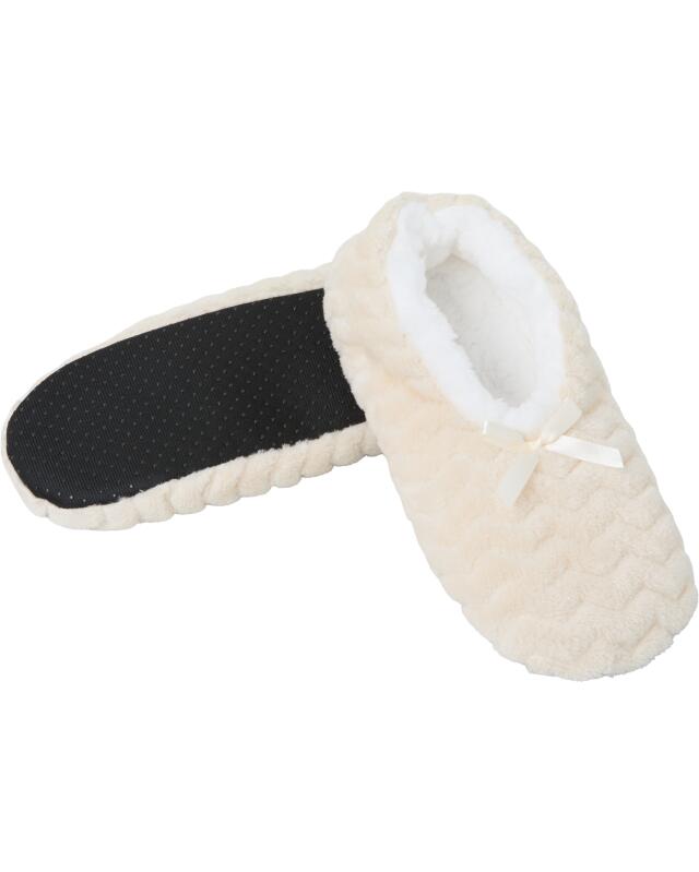 Chaussons ballerines zigzag femme, écru (KiK Ballerina-Hausschuhe Zickzack (naturfarben)) — KiK, produit allemand authentique au Maroc