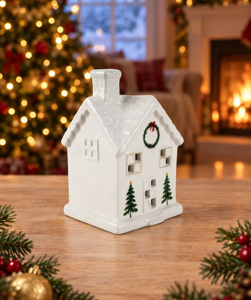 Deko-Haus Weihnachten, weiß