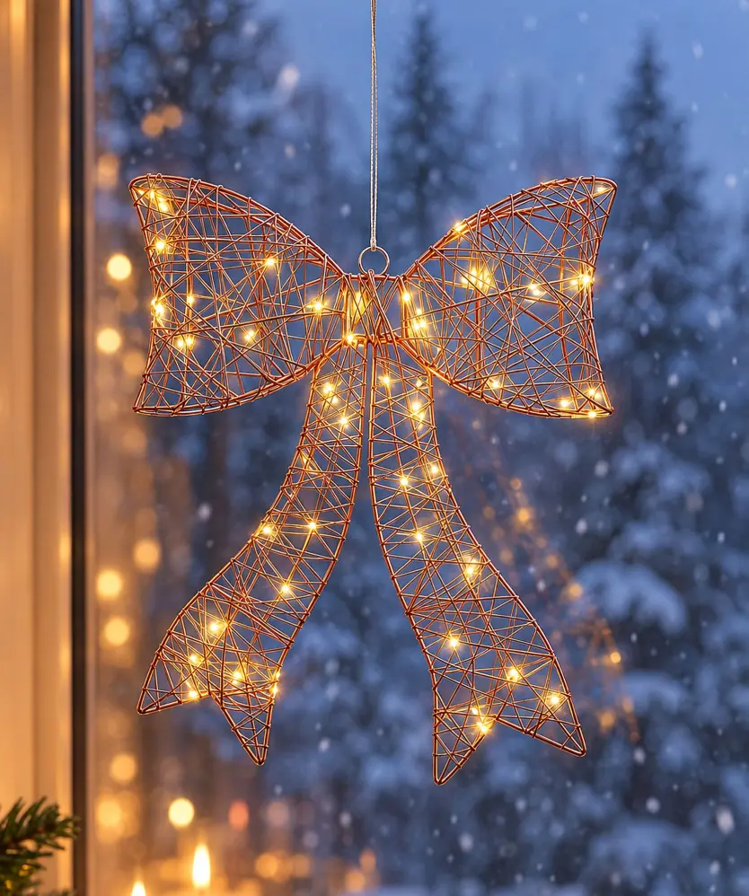 LED-Schleife Weihnachten, rosa