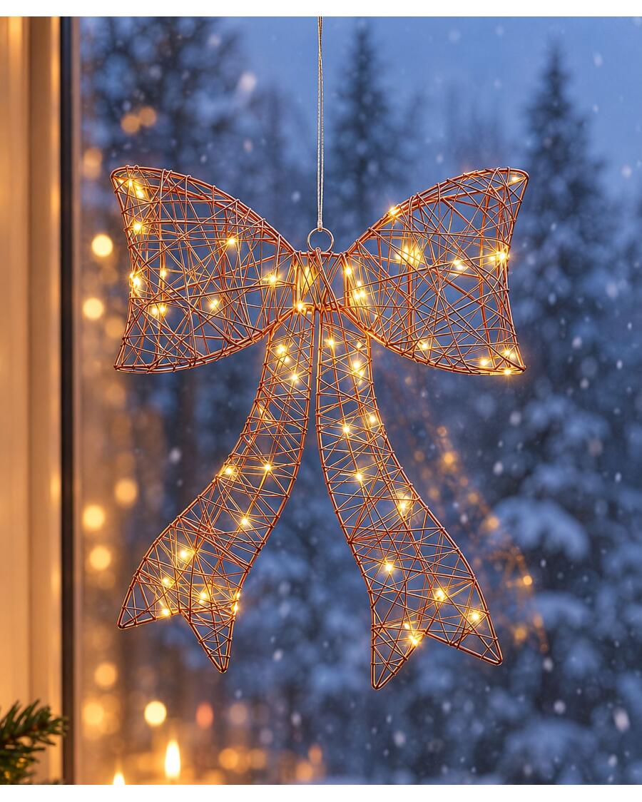 LED-Schleife Weihnachten, rosa