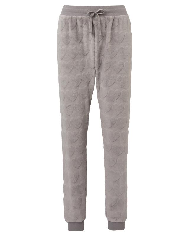بيجامة من الفليس بقلوب للنساء، رمادي فاتح (KiK Fleece-Pyjama mit Herzen (hellgrau)) — KiK, منتج ألماني أصلي في المغرب