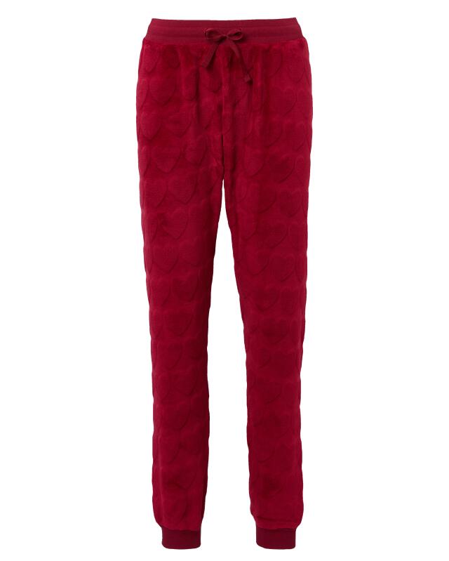 Pyjama polaire à cœurs femme, rouge foncé (KiK Fleece-Pyjama mit Herzen (dunkelrot)) — KiK, produit allemand authentique au Maroc
