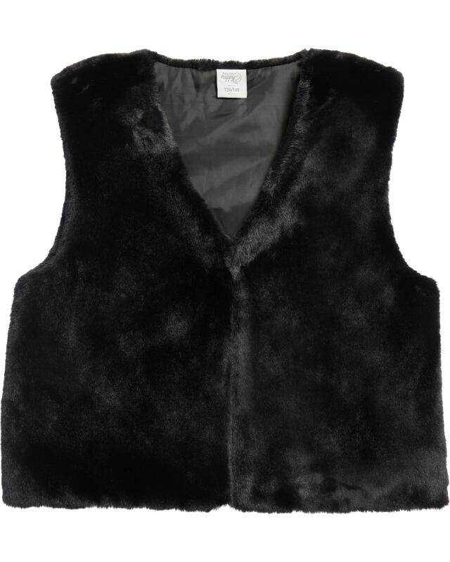Gilet sans manches effet fourrure fille, noir — KiK, produit allemand authentique au Maroc