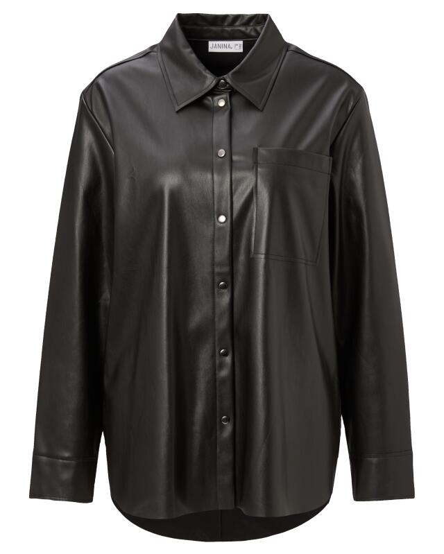 Faux leather shirt for women, black (KiK Kunstlederhemd (schwarz)) — KiK, authentic German product in Morocco