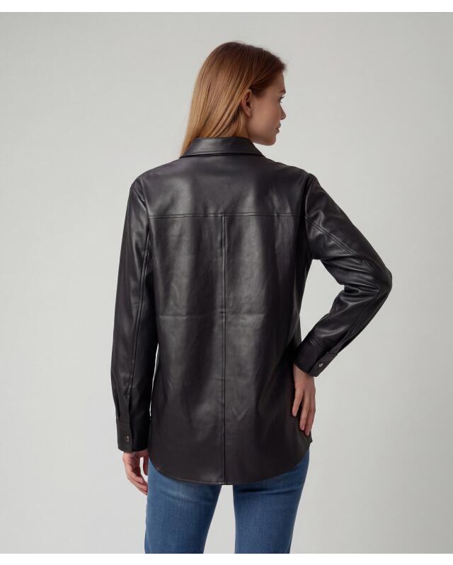 Faux leather shirt for women, black (KiK Kunstlederhemd (schwarz)) — KiK, authentic German product in Morocco