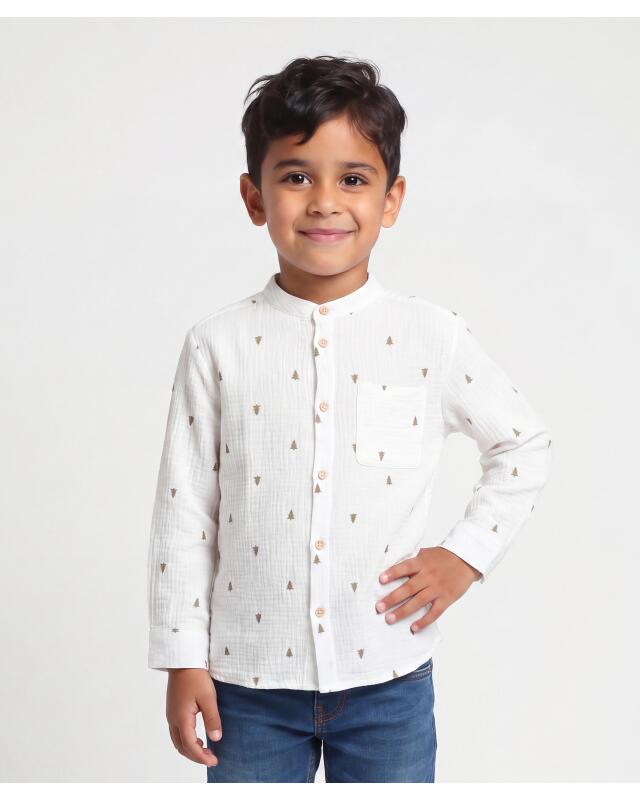 Christmas muslin shirt for boys, white — KiK, authentic German product in Morocco