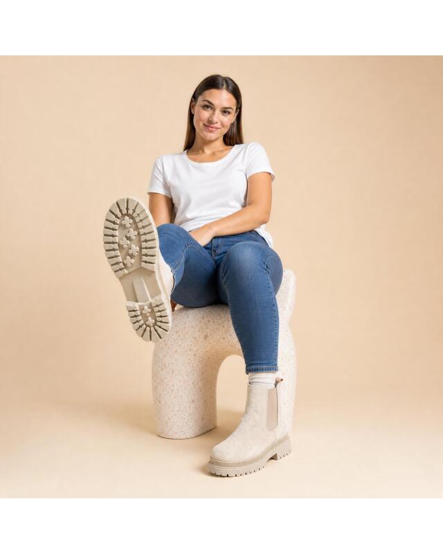 Faux suede boots for women, natural (KiK Boots in Wildlederoptik (naturfarben)) — KiK, authentic German product in Morocco