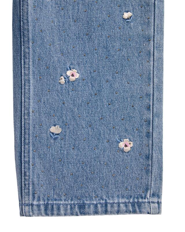 Jean à broderies de fleurs fille, jean clair (KiK Jeans mit Blumenstickereien (jeansblau hell)) — KiK, produit allemand authentique au Maroc