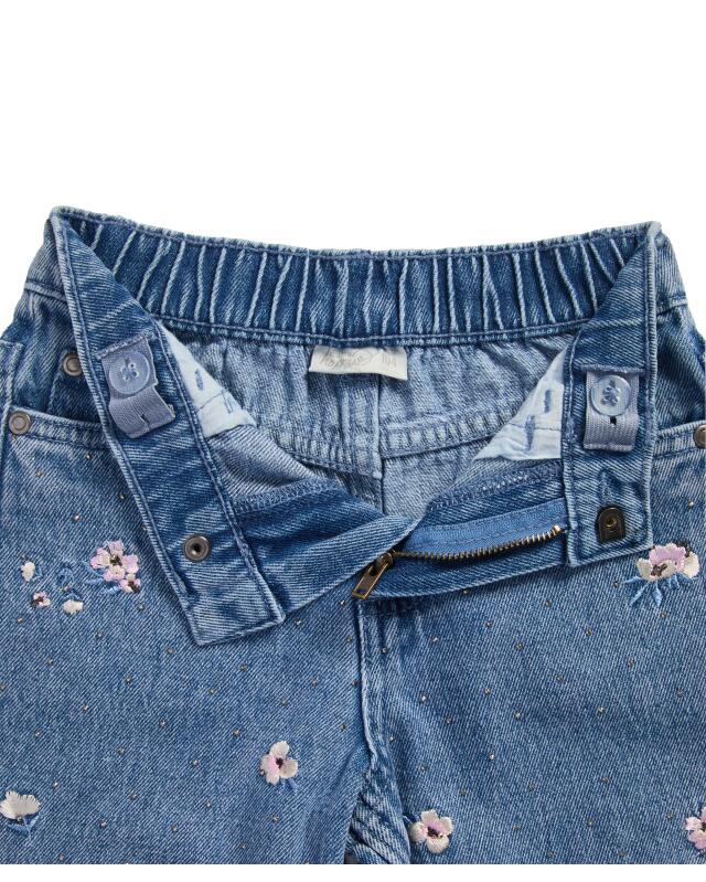 Jean à broderies de fleurs fille, jean clair (KiK Jeans mit Blumenstickereien (jeansblau hell)) — KiK, produit allemand authentique au Maroc