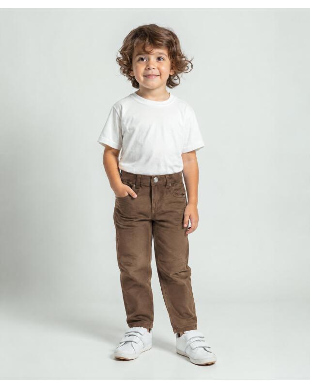 Twill trousers for boys, dark brown (KiK Braune Twillhose (dunkelbraun)) — KiK, authentic German product in Morocco