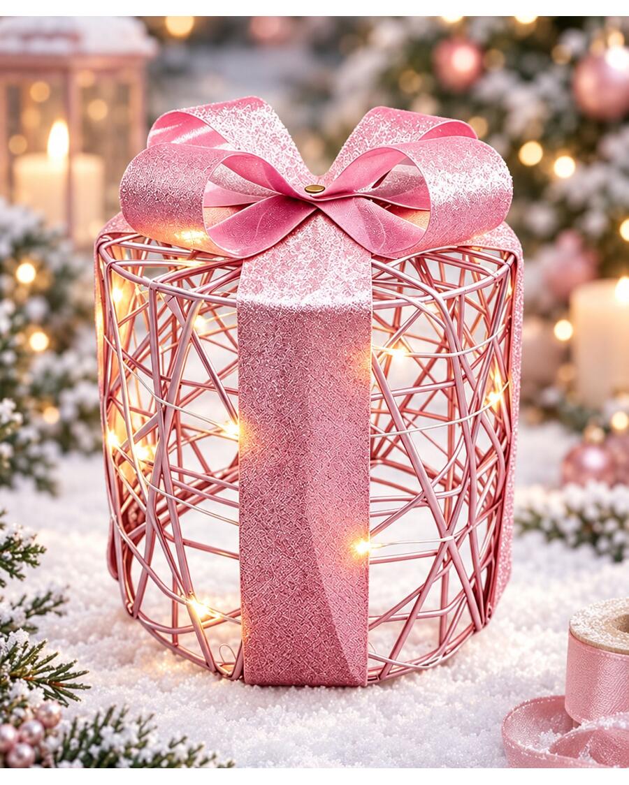 LED-Dekogeschenk Weihnachten, rosa