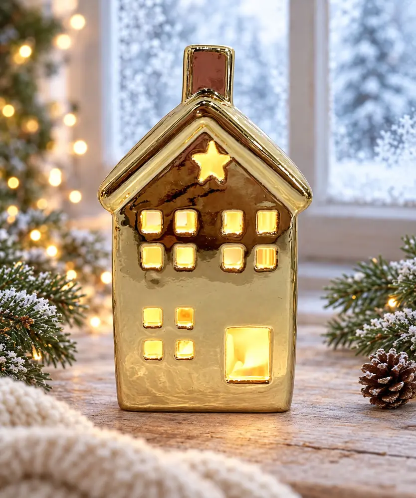 LED-Haus Weihnachten, gold