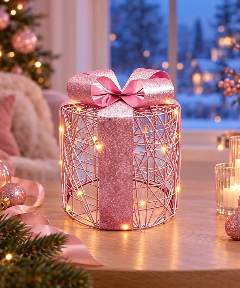 LED-Dekogeschenk Weihnachten, rosa