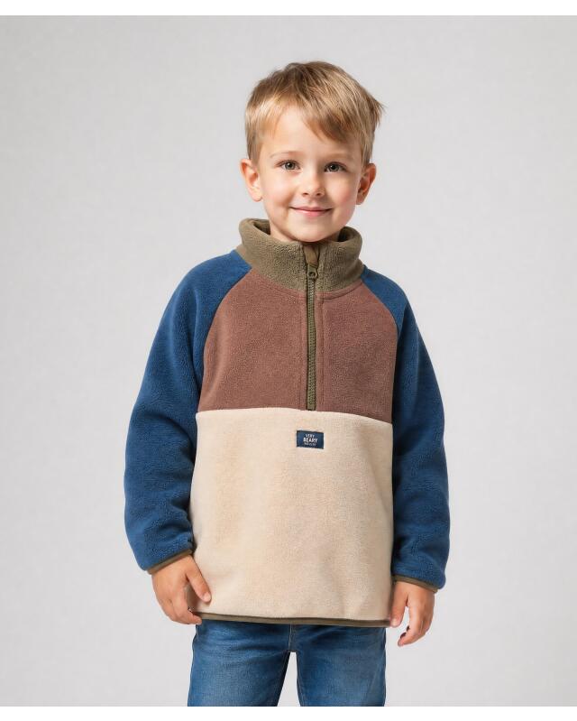 Colour-block fleece jumper for boys, dark green (KiK Fleecepullover Colour-Blocking (dunkelgrün)) — KiK, authentic German product in Morocco