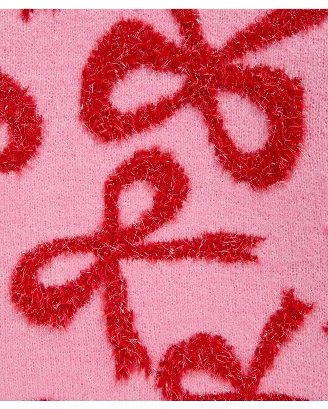 كنزة تريكو بفيونكات لامعة للبنات، وردي (KiK Strickpullover Glitzerschleifen (rosa)) — KiK, منتج ألماني أصلي في المغرب