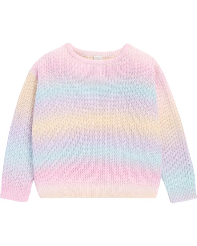 كنزة تريكو بتدرج لوني للبنات، ألوان قوس قزح (KiK Strickpullover mit Farbverlauf (regenbogenfarben)) — KiK, منتج ألماني أصلي في المغرب