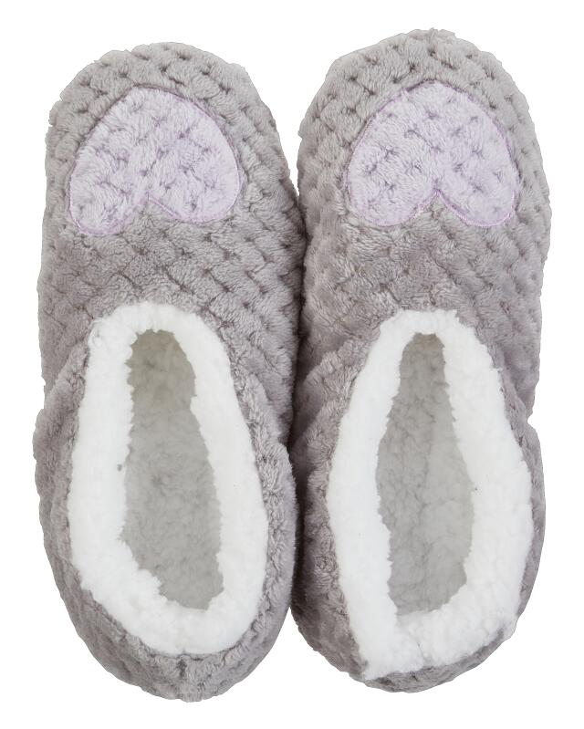 Chaussons ballerines à cœur femme, gris clair (KiK Ballerina-Hausschuhe Herz (hellgrau)) — KiK, produit allemand authentique au Maroc