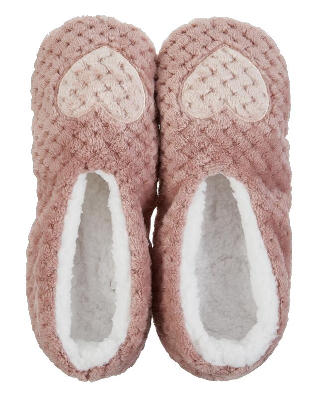 Chaussons ballerines à cœur femme, vieux rose (KiK Ballerina-Hausschuhe Herz (altrosa)) — KiK, produit allemand authentique au Maroc