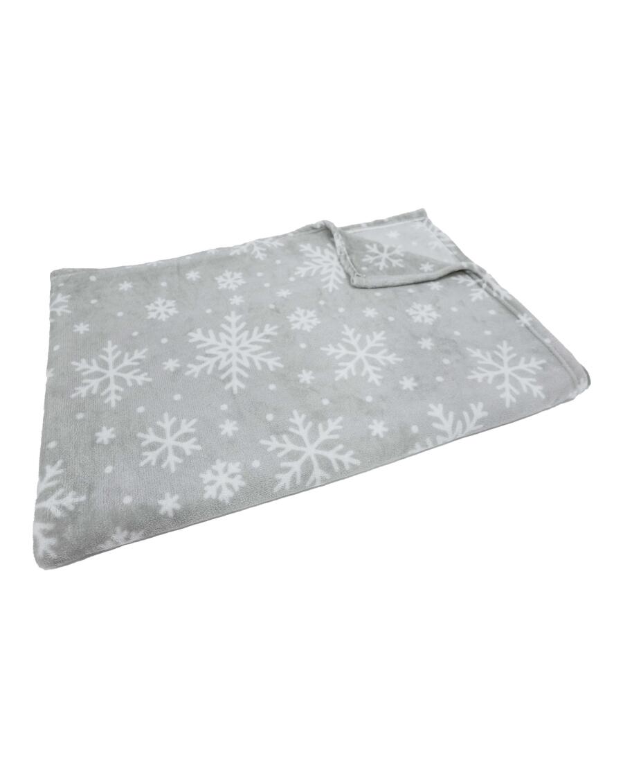 Kuscheldecke Weihnachten, weiß bedruckt