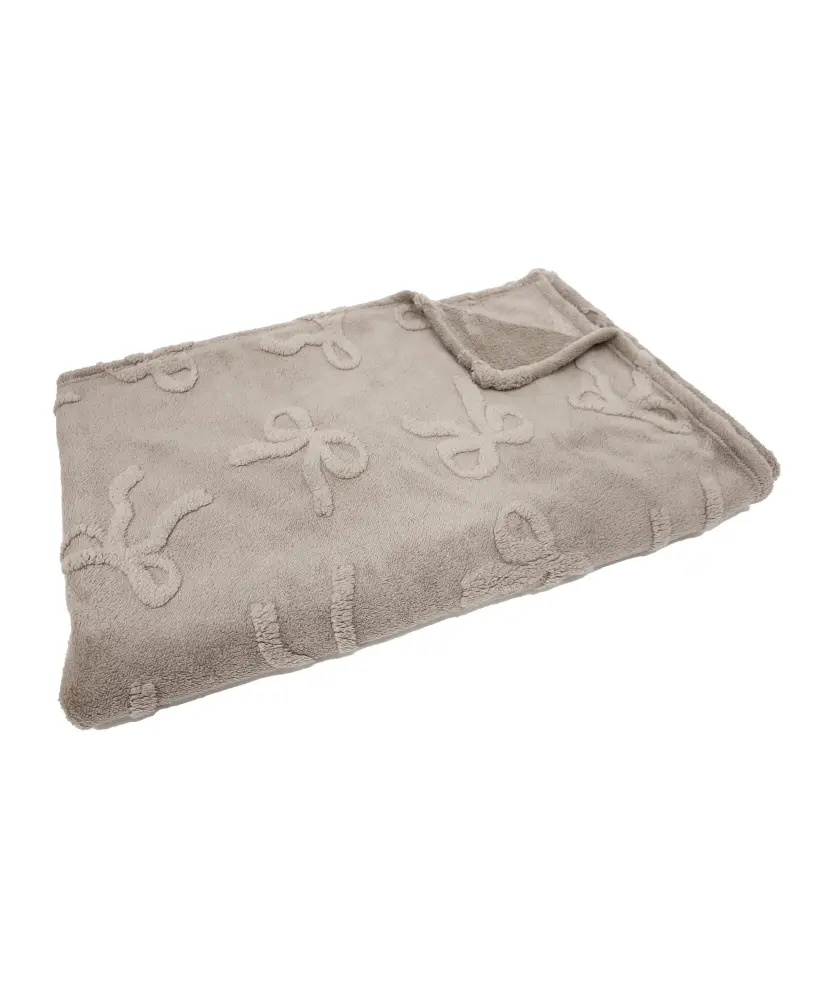 Sherpa-Wohndecke mit Schleifenmuster, Beige