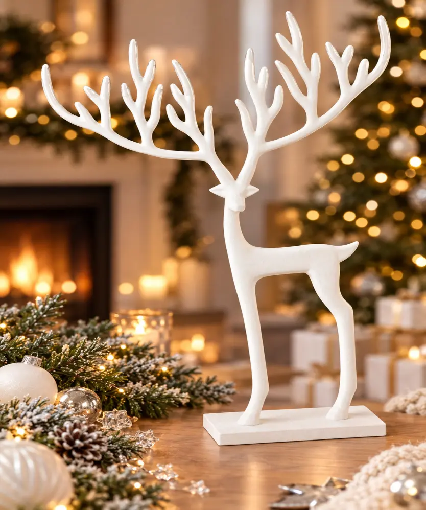 Deko-Hirsch Weihnachten, weiß