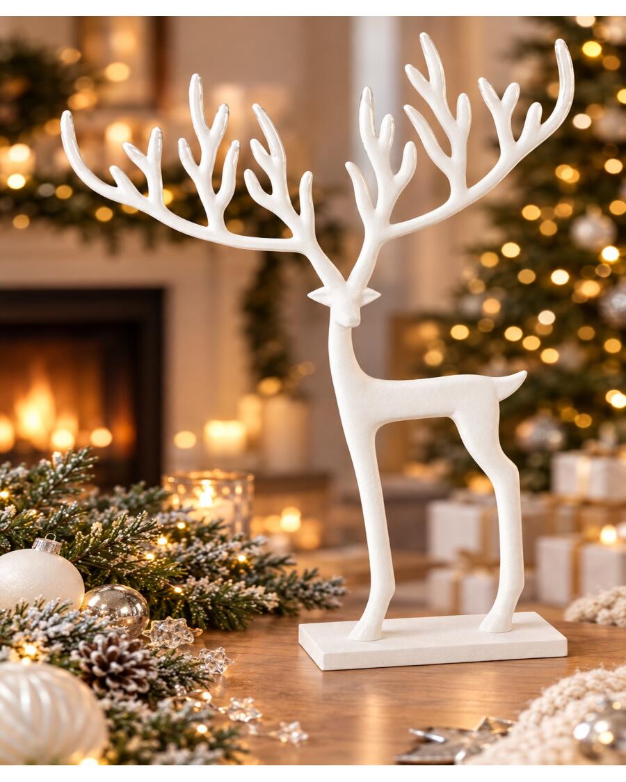 Deko-Hirsch Weihnachten, weiß