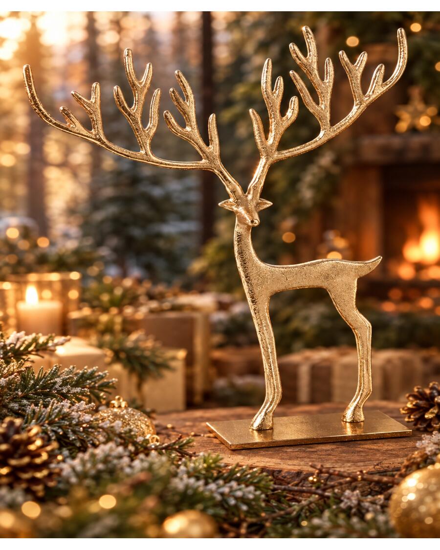 Deko-Hirsch Weihnachten, gold