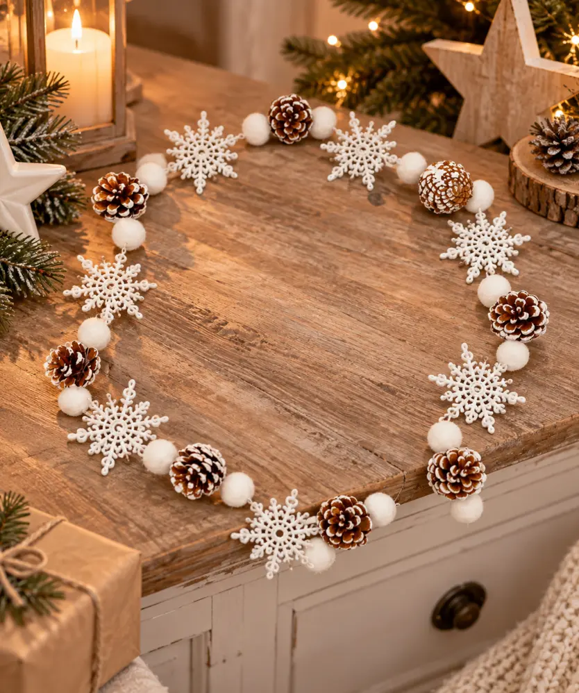 Deko-Girlande Weihnachten, weiß