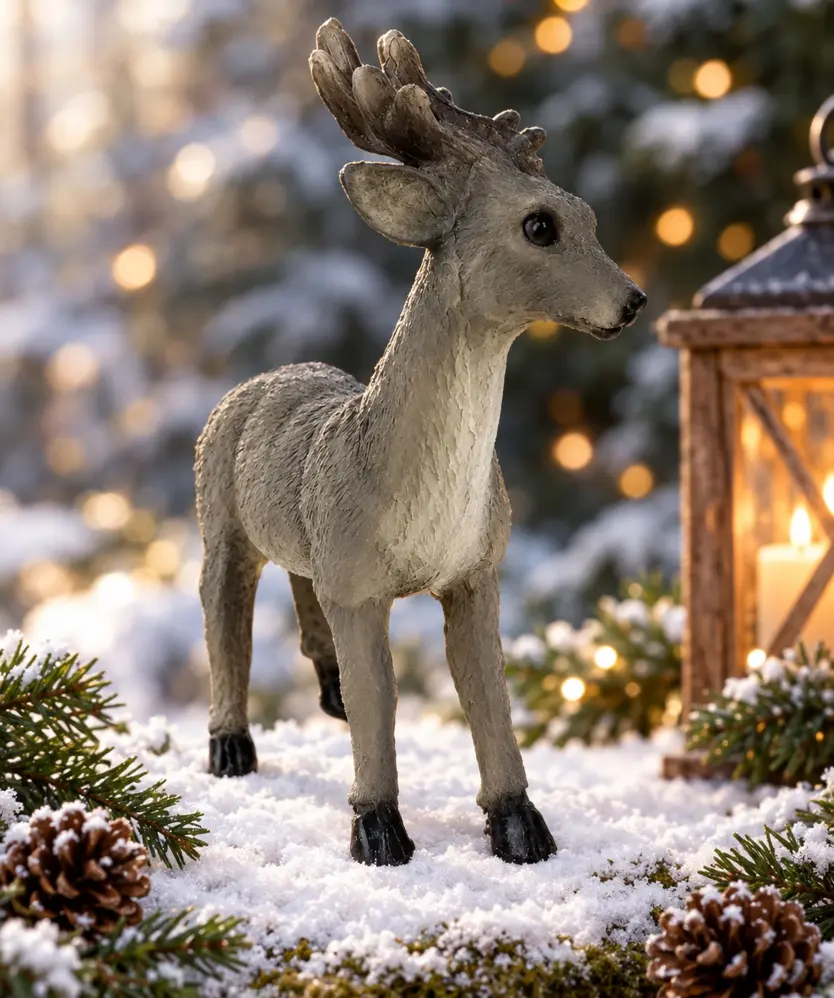 Deko-Reh Weihnachten, dunkelgrau